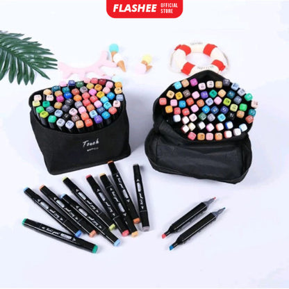 Flashee Spidol Warna Warni 1 Set Sketch Marker 2 Tip Touch Marker 24/48 Warna