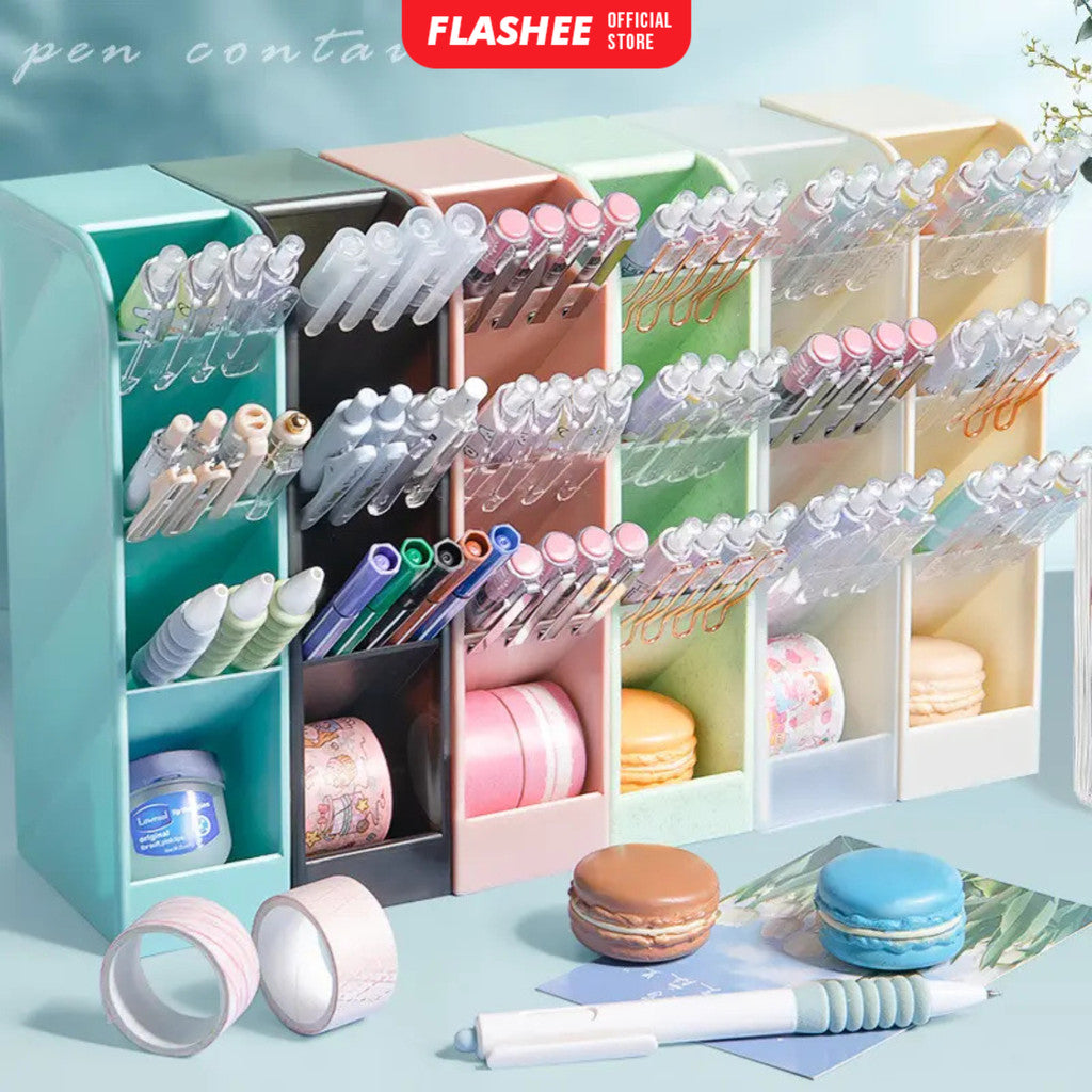 Flashee Rak Meja Mini 4 Sekat Tempat Penyimpanan Serbaguna Rak ATK Meja Kantor