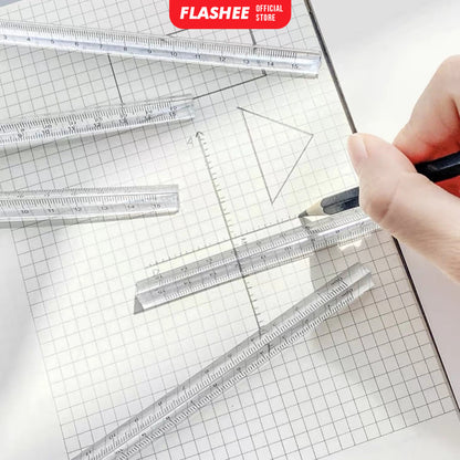 Flashee Penggaris Transparan Triangular Penggaris Aklirik Transparan Segitiga Ruler Aesthetic
