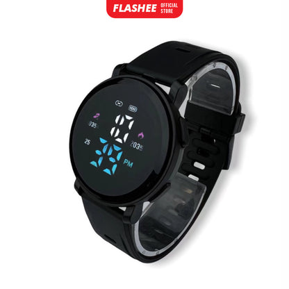 Flashee Jam Tangan Luca Wanita Pria Digital Rubber Bulat LED Watch