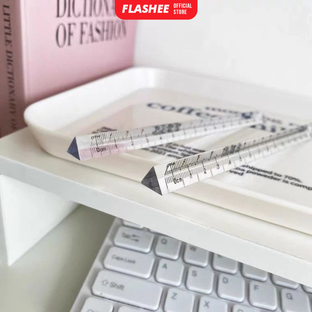 Flashee Penggaris Transparan Triangular Penggaris Aklirik Transparan Segitiga Ruler Aesthetic