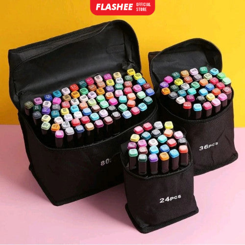 Flashee Spidol Warna Warni 1 Set Sketch Marker 2 Tip Touch Marker 24/48 Warna
