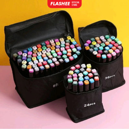 Flashee Spidol Warna Warni 1 Set Sketch Marker 2 Tip Touch Marker 24/48 Warna