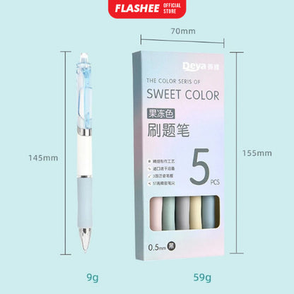 Flashee Pulpen Set Sweet Pastel Collor 0.55mm Pulpen Mekanik Isi 5 Pcs Bolpoin Gel