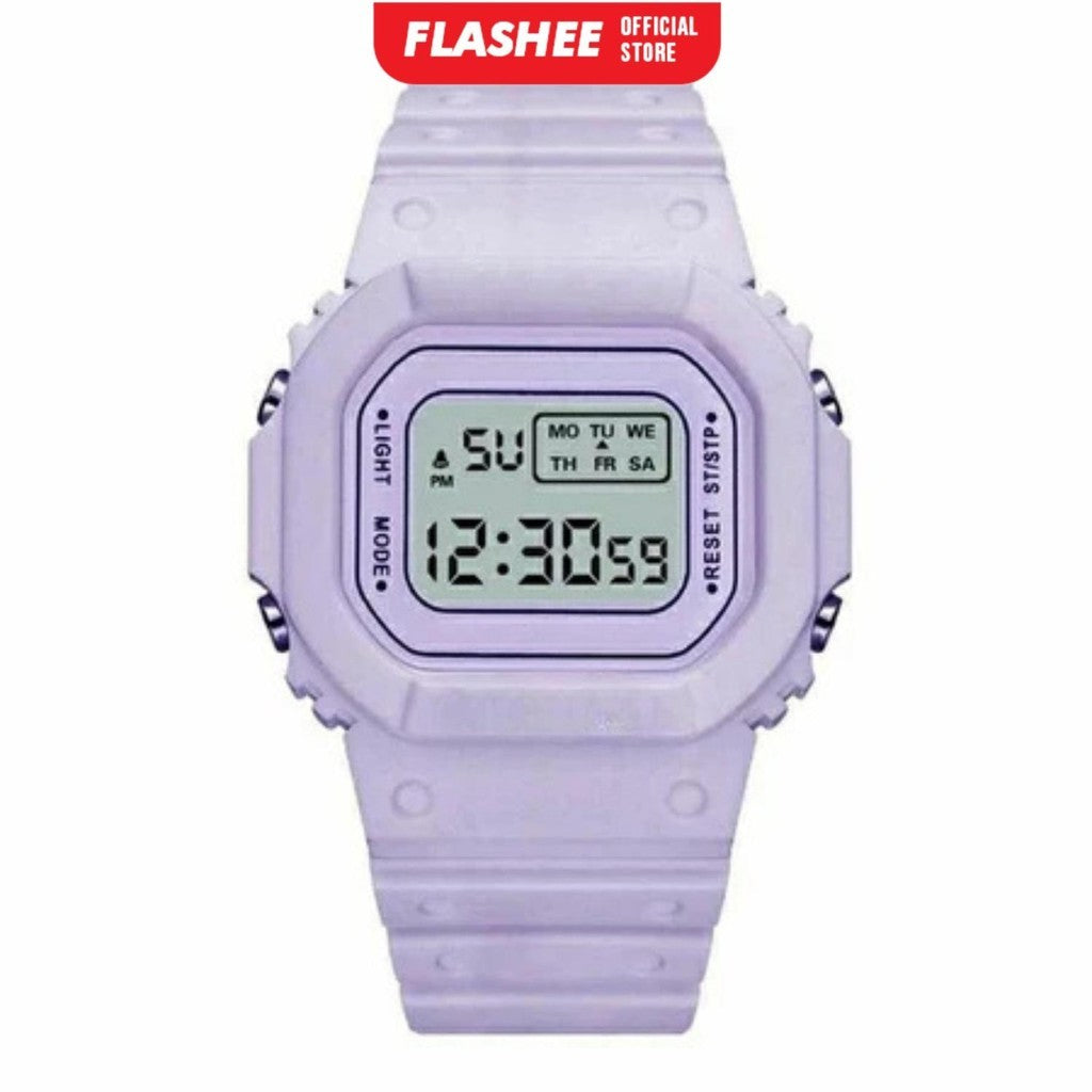 Flashee Jam Tangan Linus Digital Rubber Pria Wanita Segi Karet Rubber Sport LED Korea
