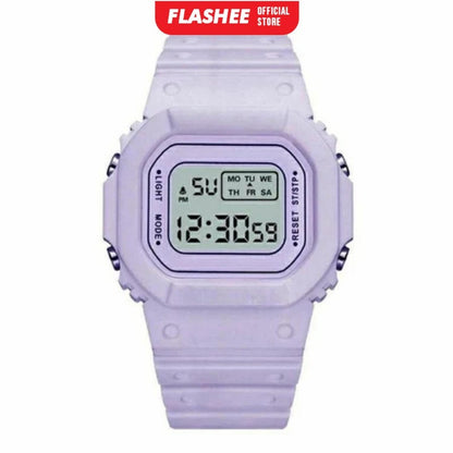 Flashee Jam Tangan Linus Digital Rubber Pria Wanita Segi Karet Rubber Sport LED Korea