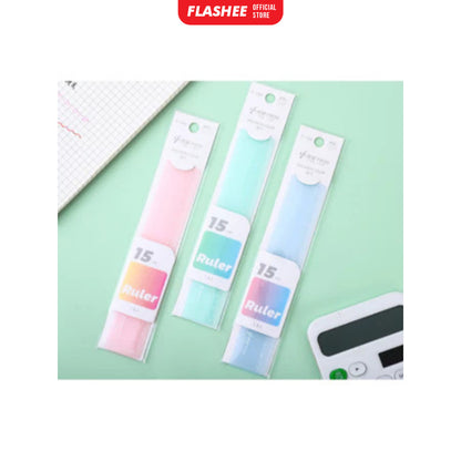 Flashee Penggaris Macaron Penggaris Pastel 15cm Penggaris Sekolah / Kantor Cute