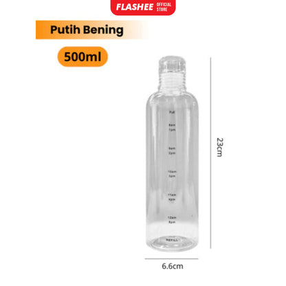 Flashee Botol Minum Transparan 500ml Botol Minum Aesthetic Water Bottle