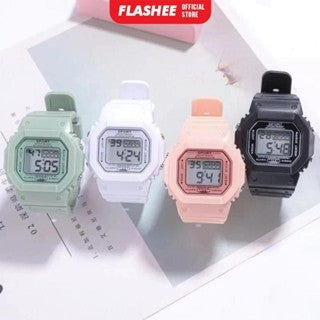 Flashee Jam Tangan Linus Digital Rubber Pria Wanita Segi Karet Rubber Sport LED Korea