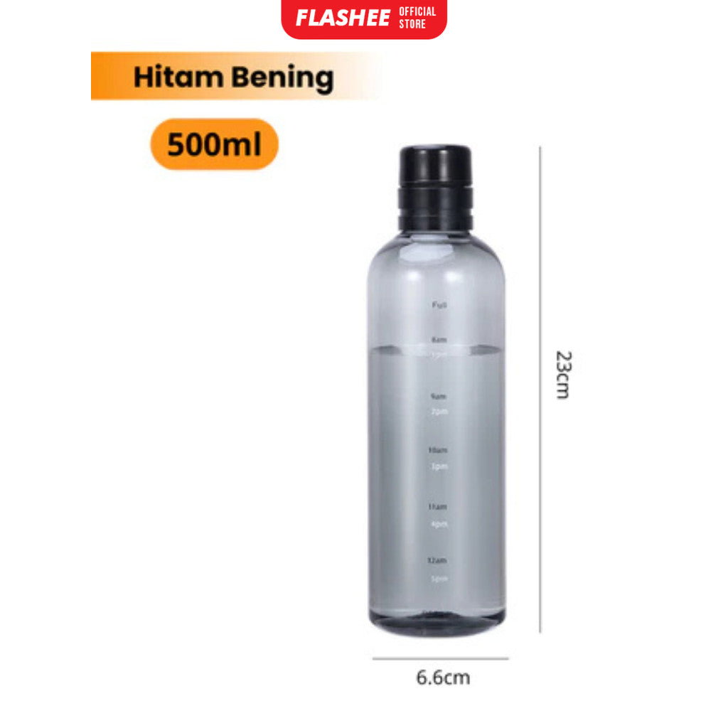 Flashee Botol Minum Transparan 500ml Botol Minum Aesthetic Water Bottle