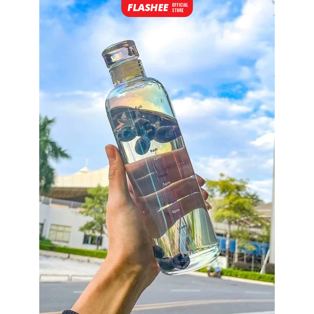 Flashee Botol Minum Transparan 500ml Botol Minum Aesthetic Water Bottle