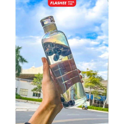 Flashee Botol Minum Transparan 500ml Botol Minum Aesthetic Water Bottle