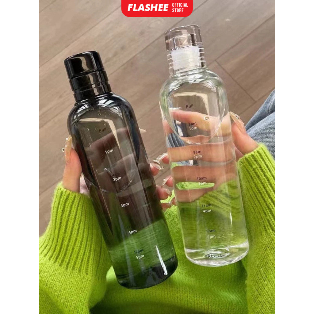 Flashee Botol Minum Transparan 500ml Botol Minum Aesthetic Water Bottle