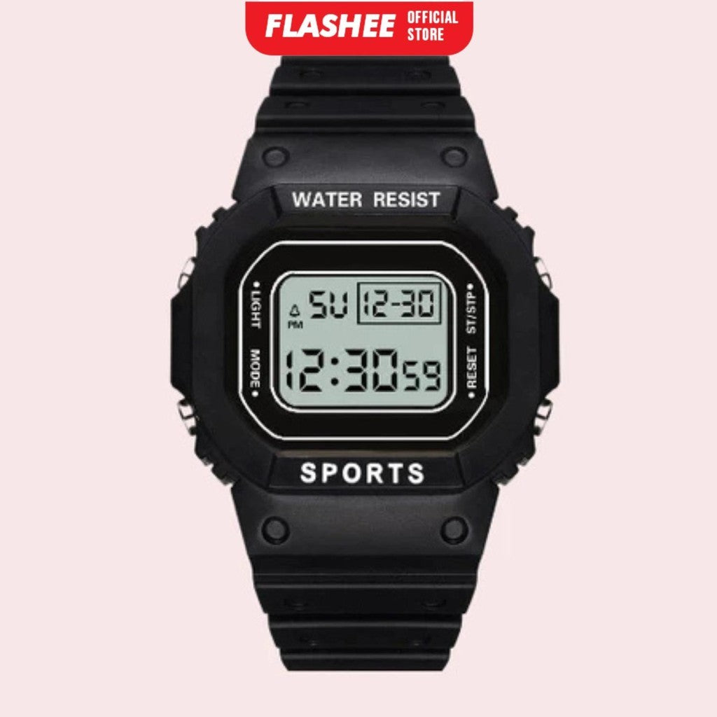 Flashee Jam Tangan Linus Digital Rubber Pria Wanita Segi Karet Rubber Sport LED Korea