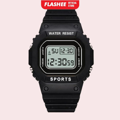 Flashee Jam Tangan Linus Digital Rubber Pria Wanita Segi Karet Rubber Sport LED Korea