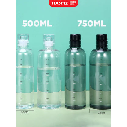 Flashee Botol Minum Transparan 500ml Botol Minum Aesthetic Water Bottle