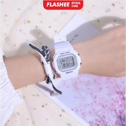 Flashee Jam Tangan Linus Digital Rubber Pria Wanita Segi Karet Rubber Sport LED Korea