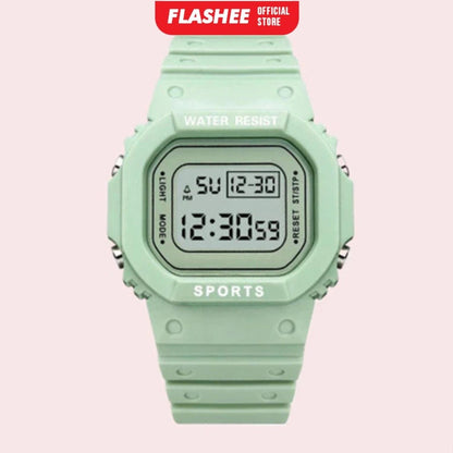 Flashee Jam Tangan Linus Digital Rubber Pria Wanita Segi Karet Rubber Sport LED Korea