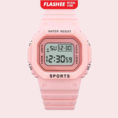 Flashee Jam Tangan Linus Digital Rubber Pria Wanita Segi Karet Rubber Sport LED Korea