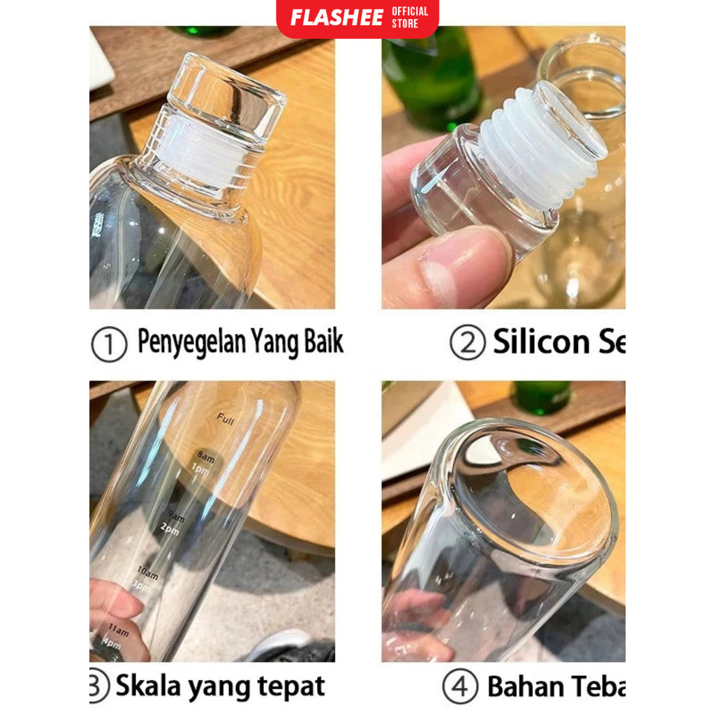 Flashee Botol Minum Transparan 500ml Botol Minum Aesthetic Water Bottle