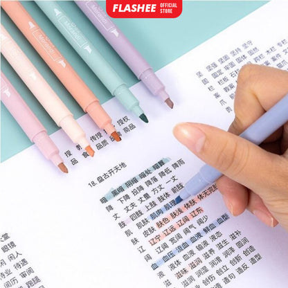 Flashee Spidol Highlighter Round Pastel Colour Pen Journal Marker Pen Alat Tulis Replacement