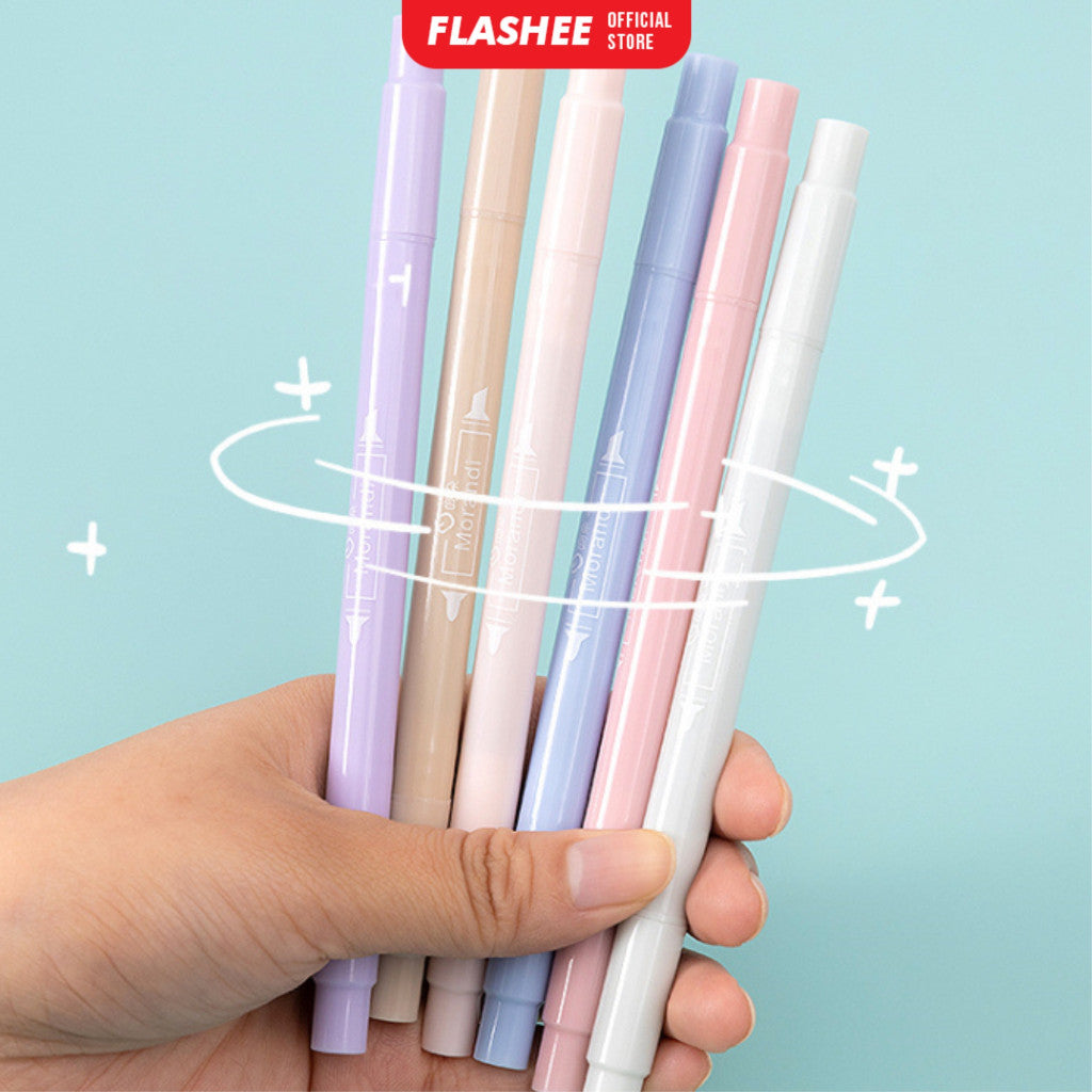 Flashee Spidol Highlighter Round Pastel Colour Pen Journal Marker Pen Alat Tulis Replacement