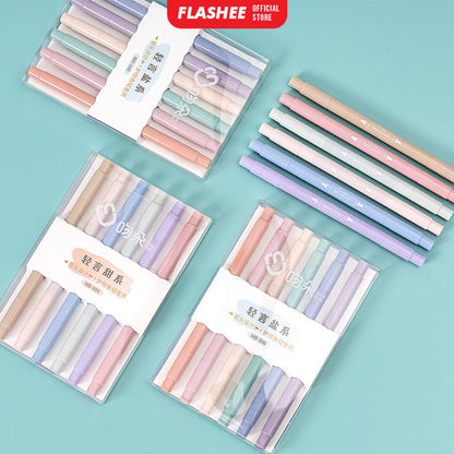 Flashee Spidol Highlighter Round Pastel Colour Pen Journal Marker Pen Alat Tulis Replacement