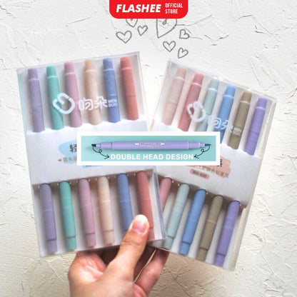 Flashee Spidol Highlighter Round Pastel Colour Pen Journal Marker Pen Alat Tulis Replacement