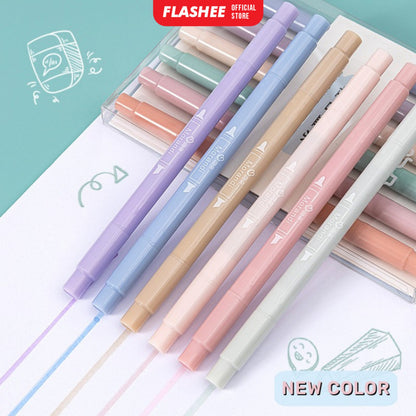 Flashee Spidol Highlighter Round Pastel Colour Pen Journal Marker Pen Alat Tulis Replacement
