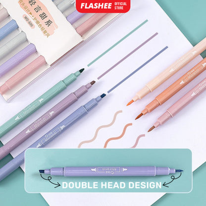 Flashee Spidol Highlighter Round Pastel Colour Pen Journal Marker Pen Alat Tulis Replacement