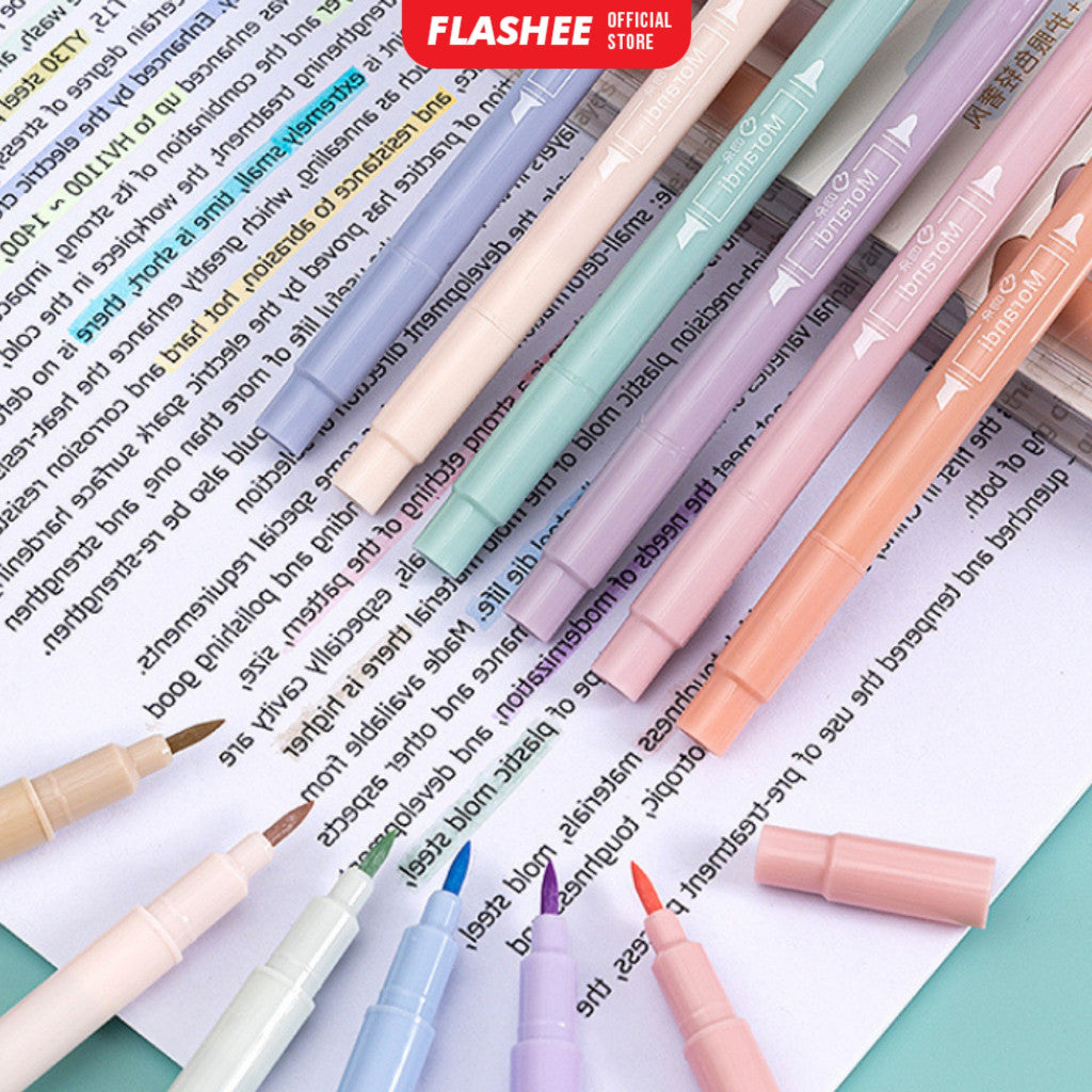 Flashee Spidol Highlighter Round Pastel Colour Pen Journal Marker Pen Alat Tulis Replacement