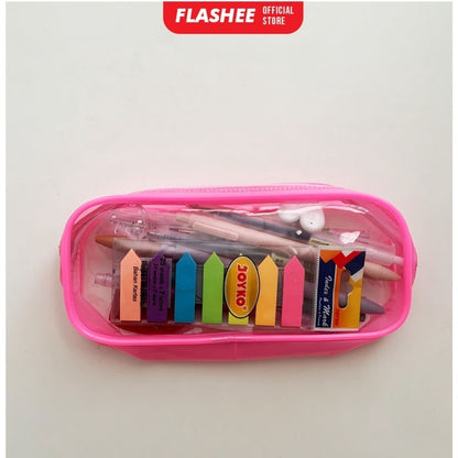 Flashee Tempat Pensil Pulpen Transparan Tas Pounch Kosmetik Travel Multifungsi