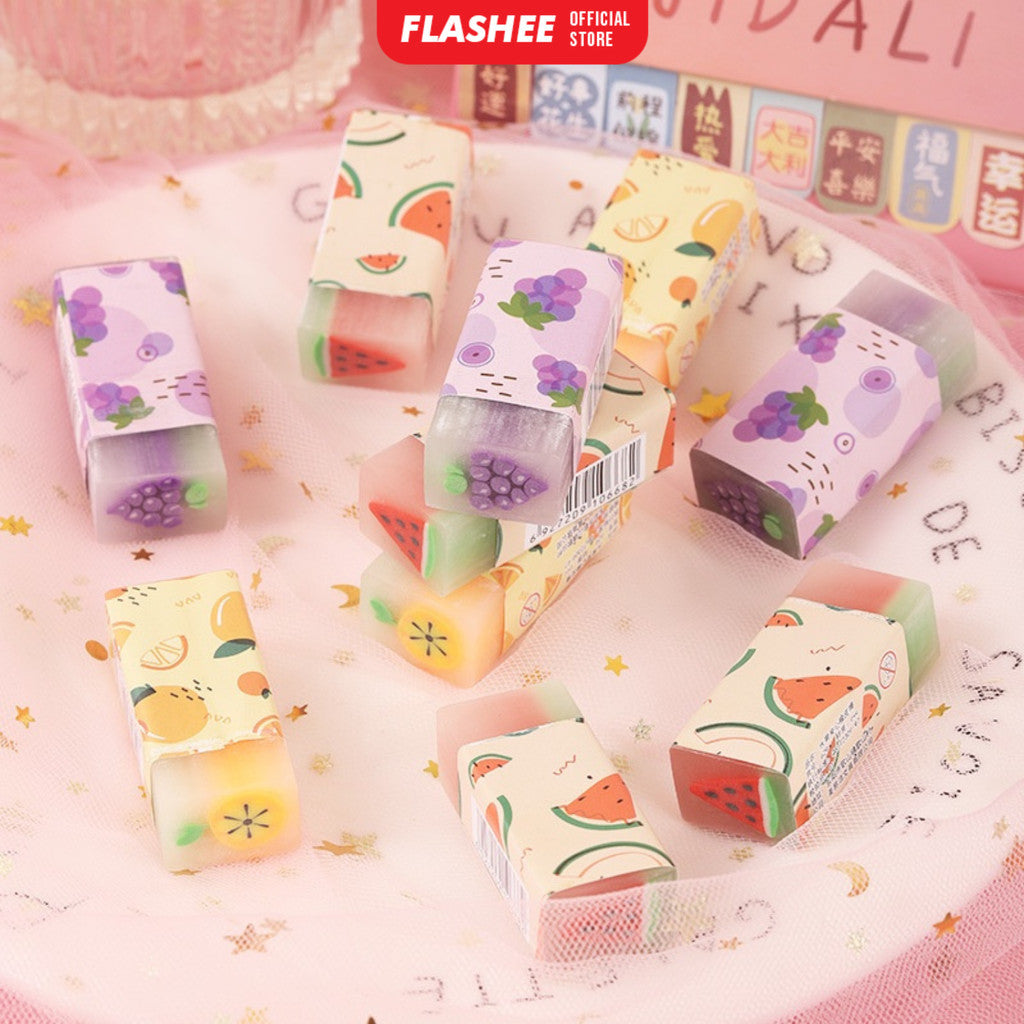 Flashee Penghapus Pensil Karakter Eraser Penghapus Karet Motif Buah Animal Karakter Sanrio Lucu