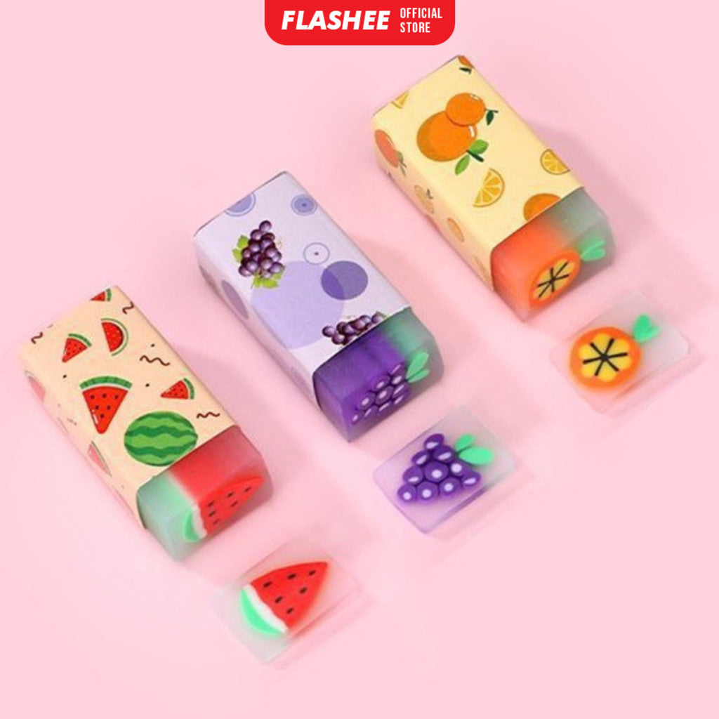 Flashee Penghapus Pensil Karakter Eraser Penghapus Karet Motif Buah Animal Karakter Sanrio Lucu
