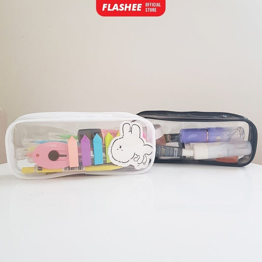 Flashee Tempat Pensil Pulpen Transparan Tas Pounch Kosmetik Travel Multifungsi