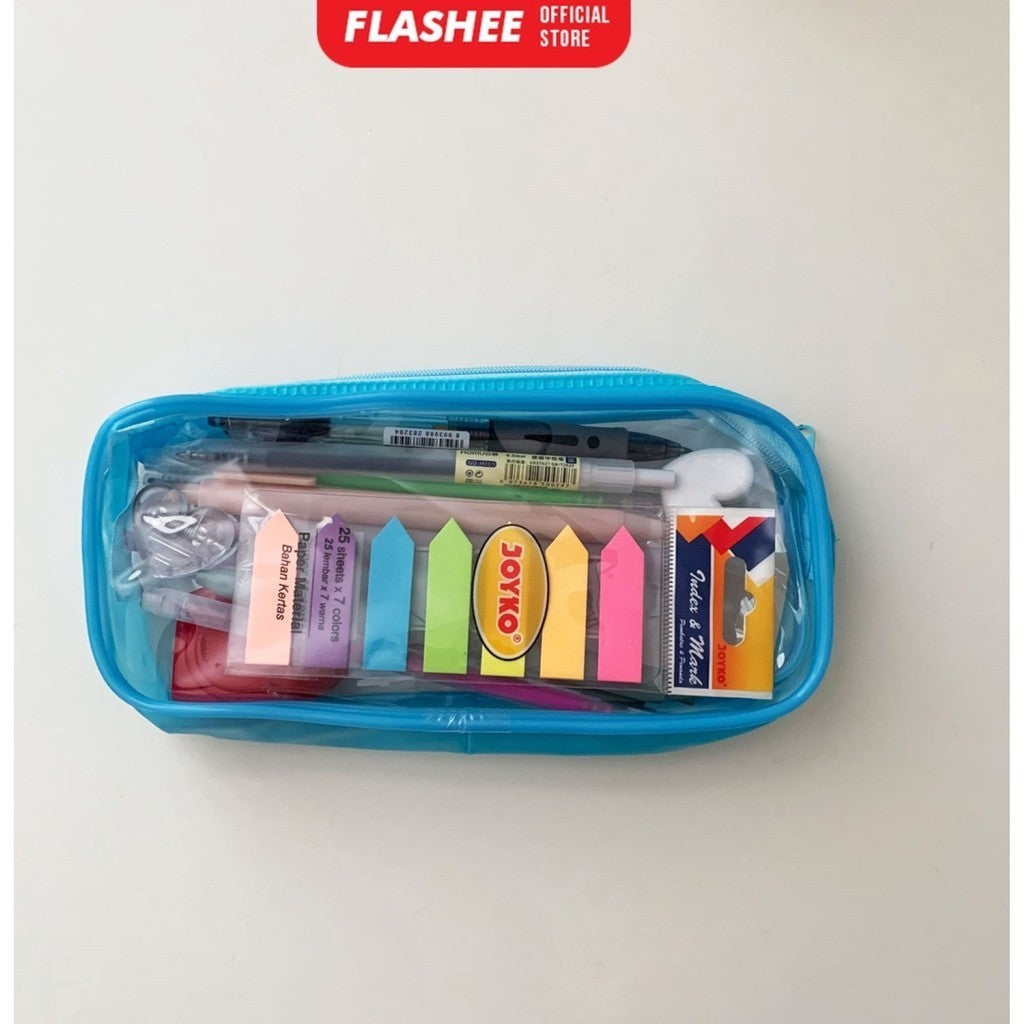 Flashee Tempat Pensil Pulpen Transparan Tas Pounch Kosmetik Travel Multifungsi