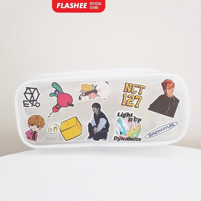 Flashee Tempat Pensil Pulpen Transparan Tas Pounch Kosmetik Travel Multifungsi