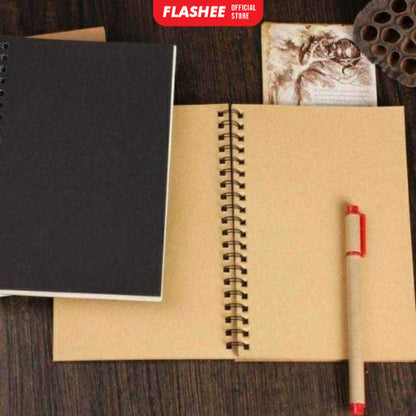 Flashee Notebook A5 Buku Diary Aesthetic Buku Jurnal A5 Vintage Cover Kraft