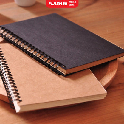 Flashee Notebook A5 Buku Diary Aesthetic Buku Jurnal A5 Vintage Cover Kraft