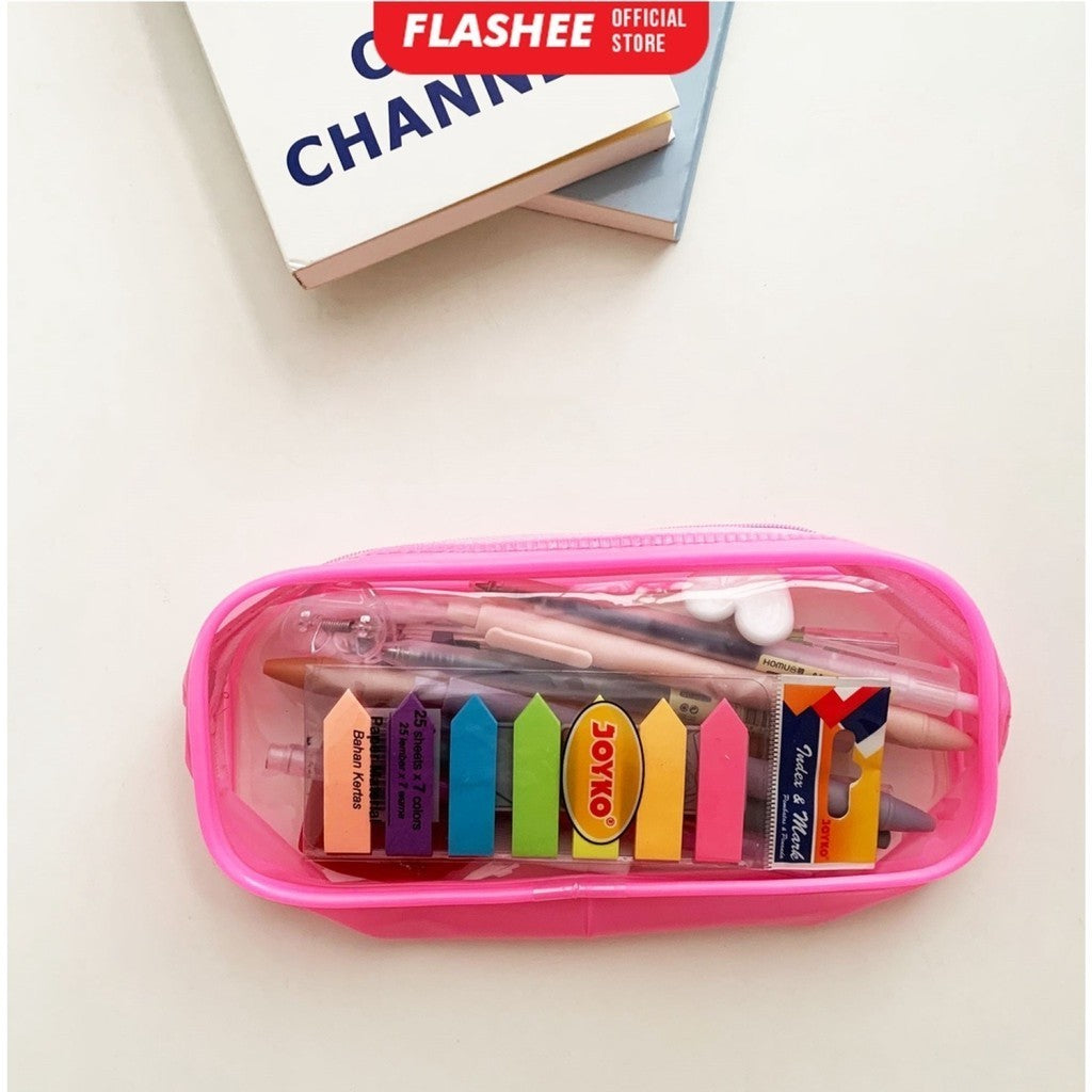 Flashee Tempat Pensil Pulpen Transparan Tas Pounch Kosmetik Travel Multifungsi