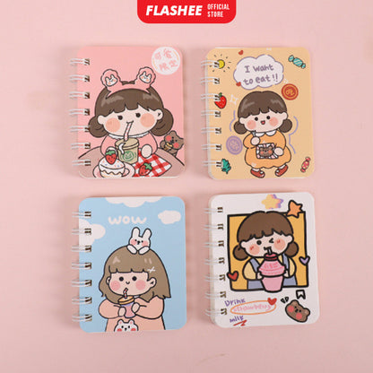 Flashee Notebook Kecil A7 Buku Catatan Mini Notes Ring Motif Alat Tulis Sekolah