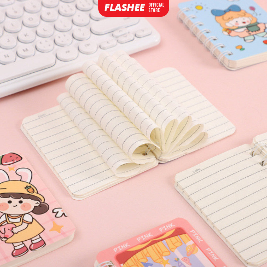 Flashee Notebook Kecil A7 Buku Catatan Mini Notes Ring Motif Alat Tulis Sekolah
