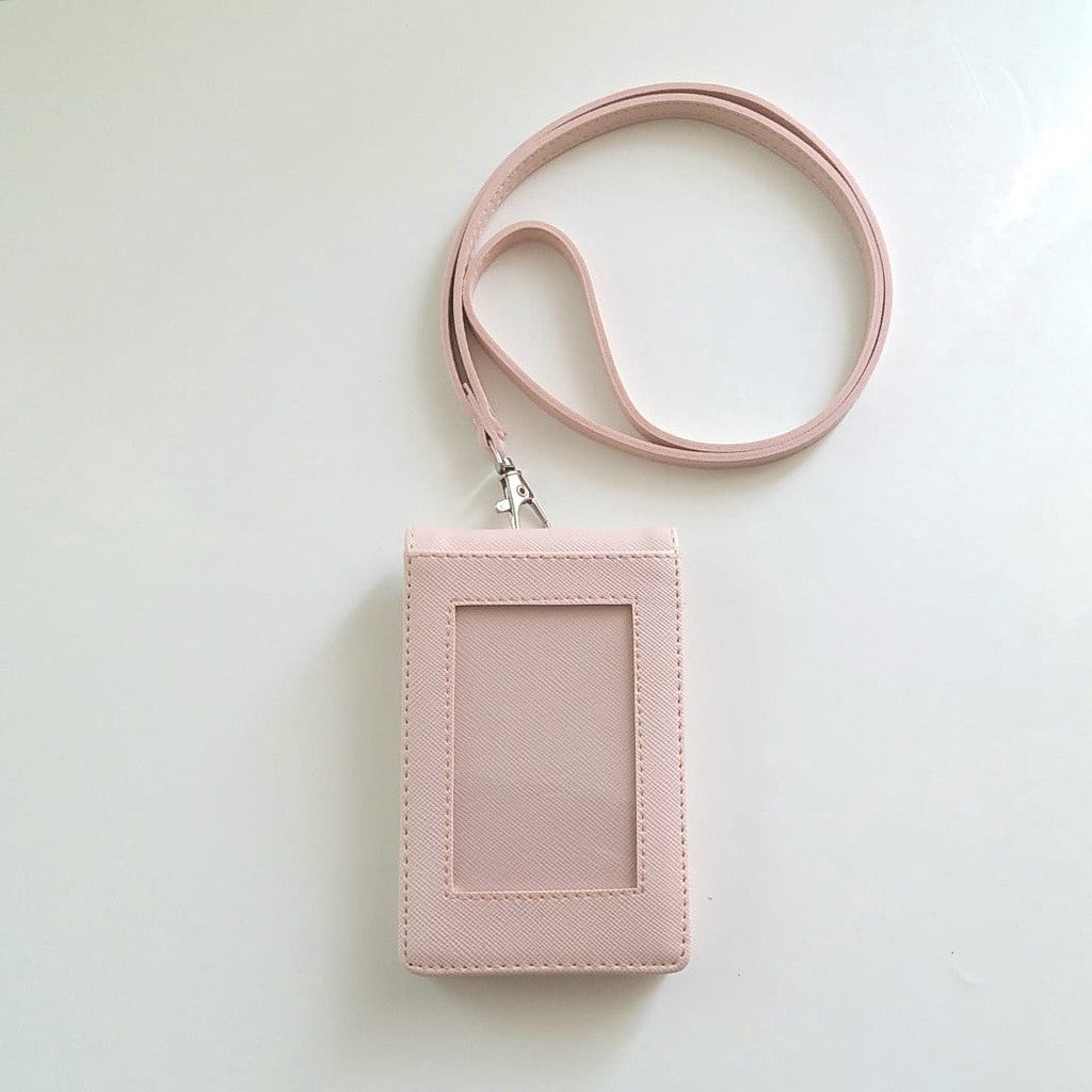 Flashee Lanyard ID Card Holder Harper Lanyard Name Tag Kulit Dua Sisi Bolak Balik Mika Kancing
