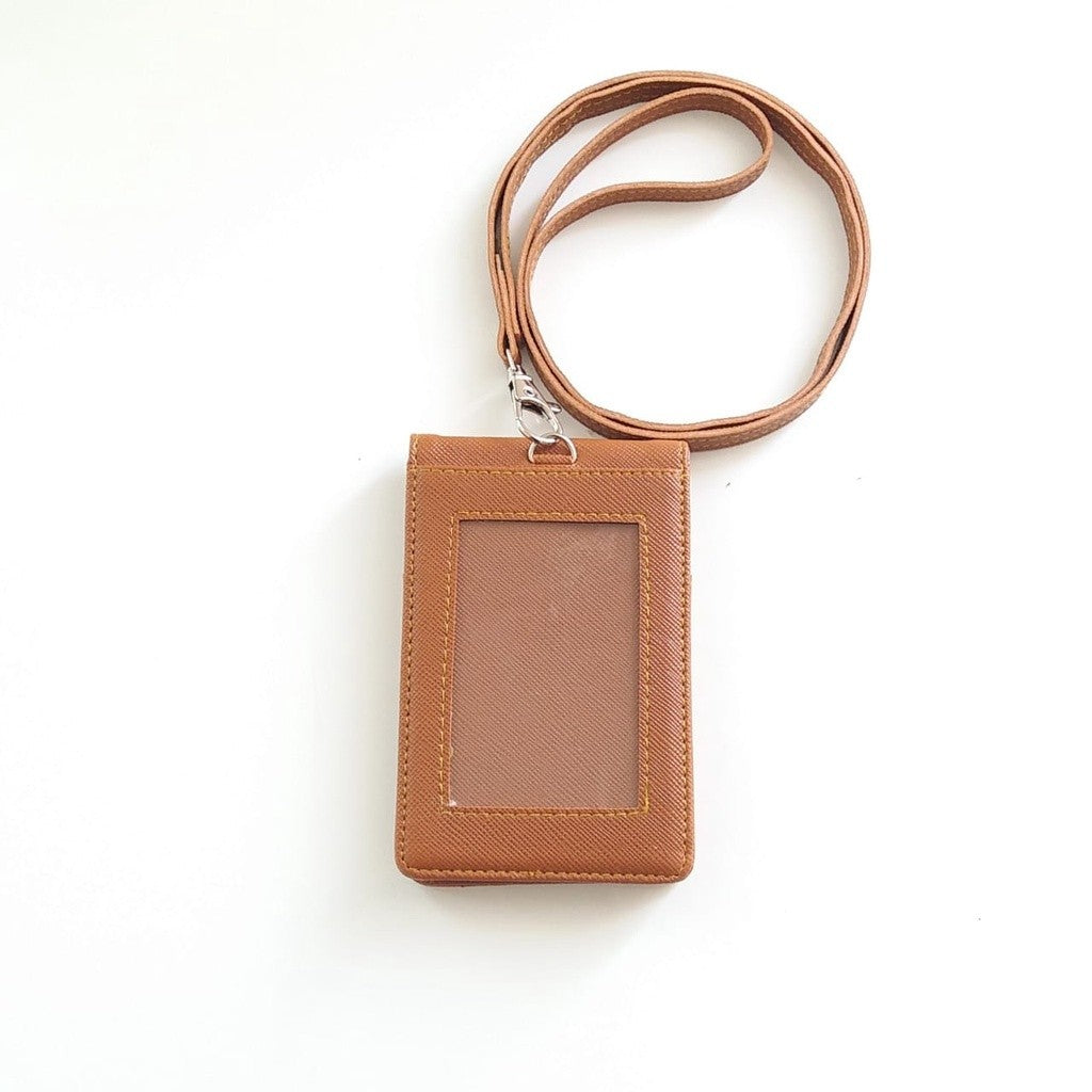 Flashee Lanyard ID Card Holder Harper Lanyard Name Tag Kulit Dua Sisi Bolak Balik Mika Kancing