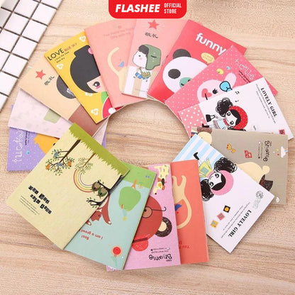 Flashee Buku Kecil Catatan A6 Notepad Mini Motif Kartun 18 Lembar Kertas