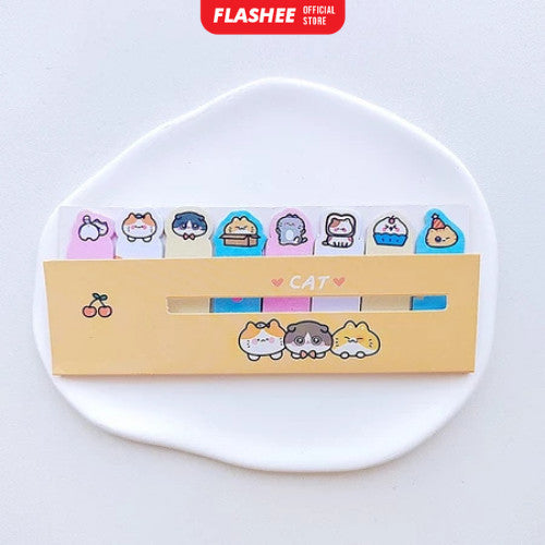 Flashee Sticky Notes Karakter 8IN1 Tempelan Kertas Catatan Pembatas Buku Karakter Penanda Buku
