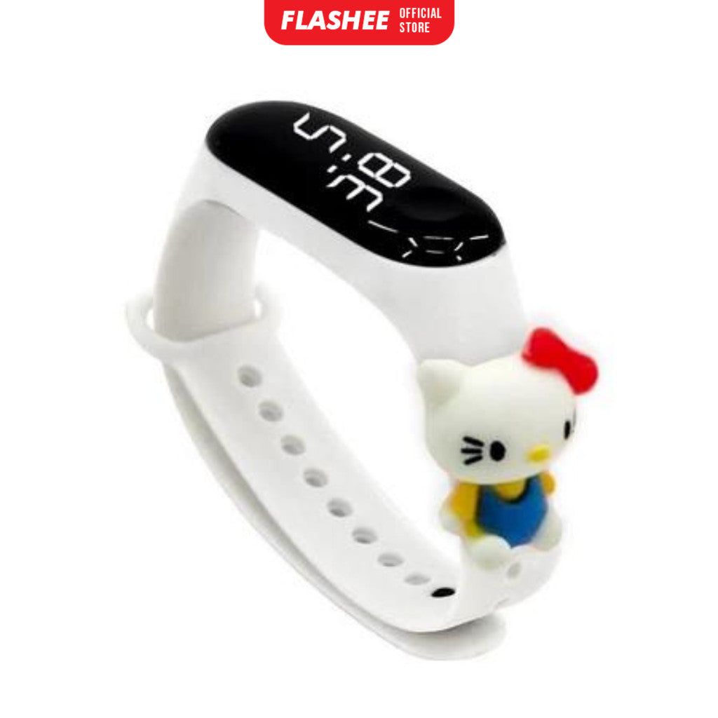 Flashee Jam Tangan Pippa Digital Elektronik Tahan Air Led Rubber Motif Jam Tangan Anak Wanita Laki