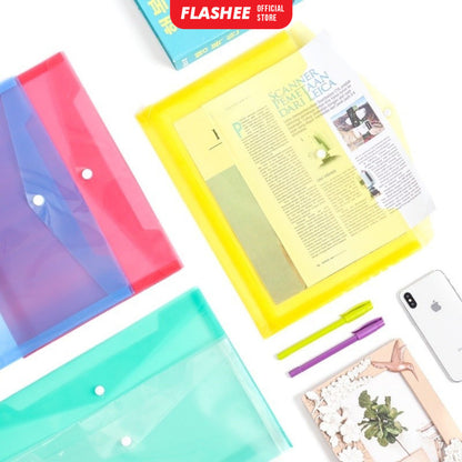 Flashee Map Folder Plastik Kancing Map Berkas F4 Map Dokumen Aesthetic