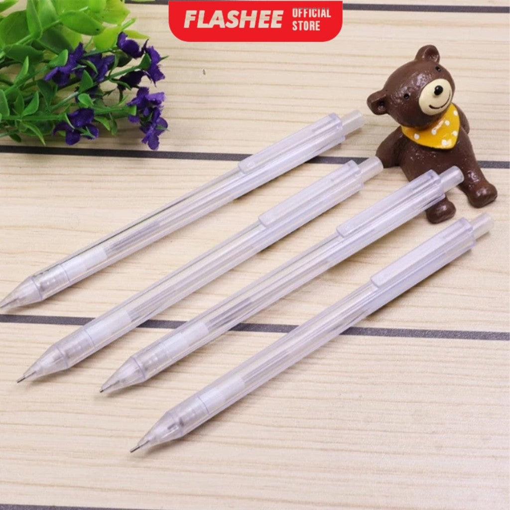 Flashee Pensil Mekanik Transparan 0.5 mm Aesthetic Korean Muji Style Mechanical Isi Ulang