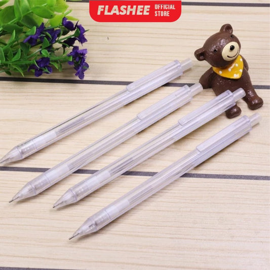 Flashee Pensil Mekanik Transparan 0.5 mm Aesthetic Korean Muji Style Mechanical Isi Ulang